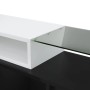 okwish TV Schrank mit LED Stauraum Glasoberfläche 200x35x60cm Hochglanz Weiß Schwarz_6