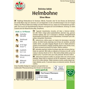 Sperli Saatgut Helmbohne Silver Moon: Packung mit Kletterpflanze für Zäune und Wände.