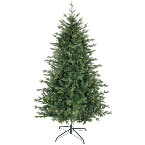 Grüner, dichter HOMCOM Weihnachtsbaum aus Kunststoff in Fichtenform mit stabilem Metallständer, 180 cm.