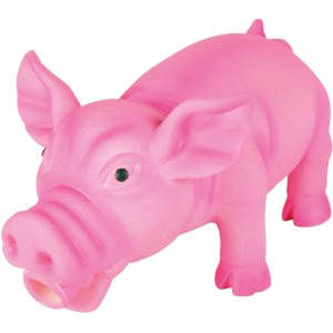 Pinkes Jollypaw Schwein Kauspielzeug aus Latex mit Tierstimme, 17 cm.