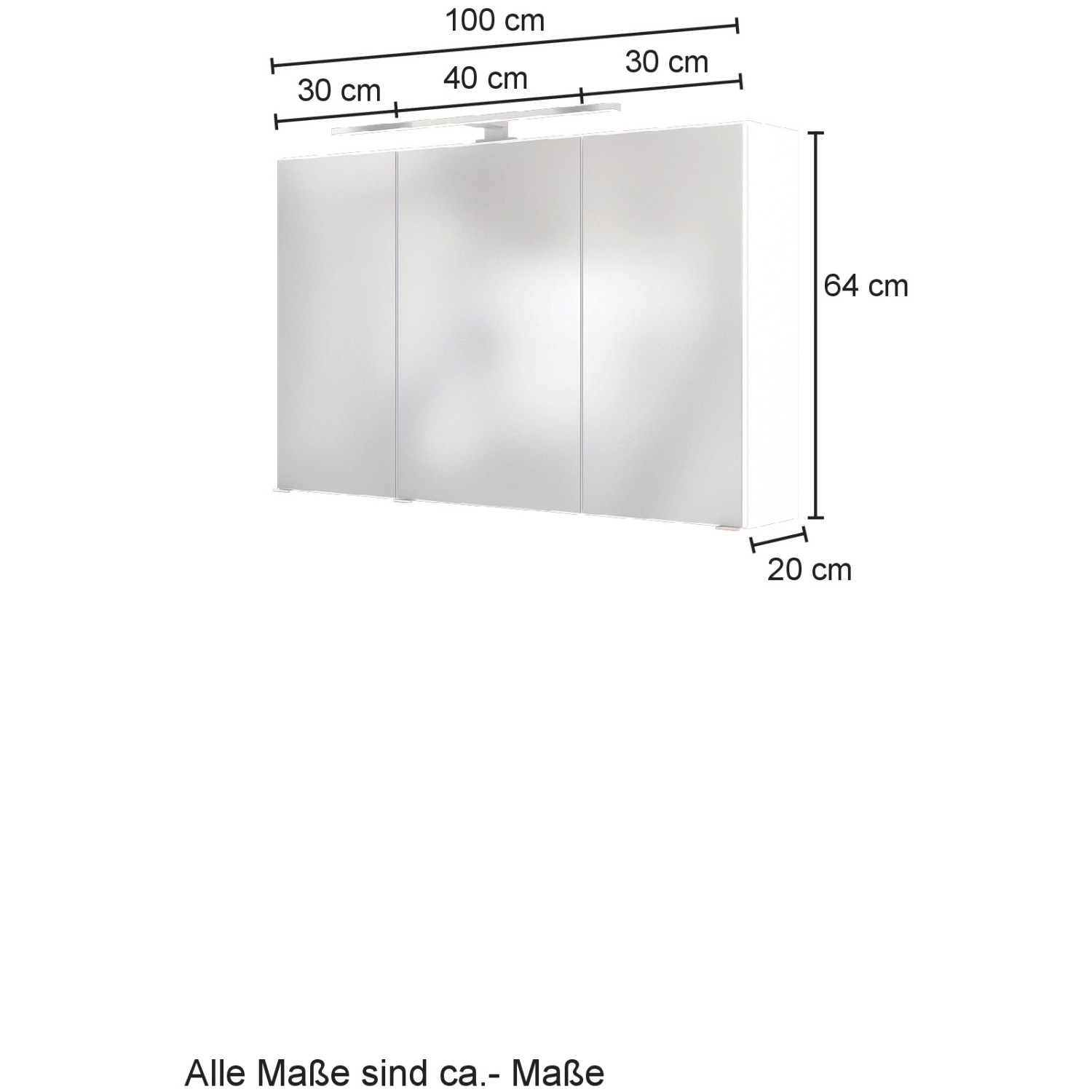 Held Möbel Bari Spiegelschrank 100 cm in Wotaneiche mit LED-Leuchte.