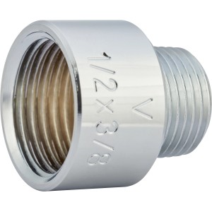 Verchromtes Gewinde-Reduzierstück aus Messing, 16,7 mm x 18,6 mm, für Heizung und Trinkwasser.