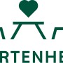 Logo von Gartenherz: Gartentisch mit zwei Stühlen und einem Herz darüber.