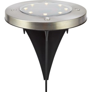 3er Set LED Solar-Bodenleuchte Faenza, Ø 11,5cm, silberfarben, mit Erdspieß für den Garten.