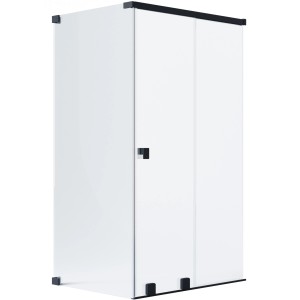 Schöner Wohnen Eckdusche mit Schiebetür und Seitenwand, schwarz umrandet, 110x120x200 cm.