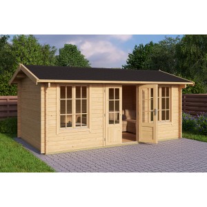 Lasita Maja Gartenhaus Pembrokeshire 53 aus unbehandeltem Holz mit Doppeltür und Fenster.