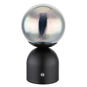 Globo Tischleuchte Julsy, schwarzes Metall, 3D-Effekt, 21 cm. LED-Tischlampe für stimmungsvolles Licht.