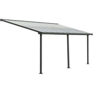 Palram Canopia Olympia Terrassenüberdachung 3x6.1, anthrazit, klare Doppelstegplatten.