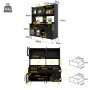 okwish Hochschrank mit Glastür Weinglasregal Restaurant 145x39x171cm Schwarz_5