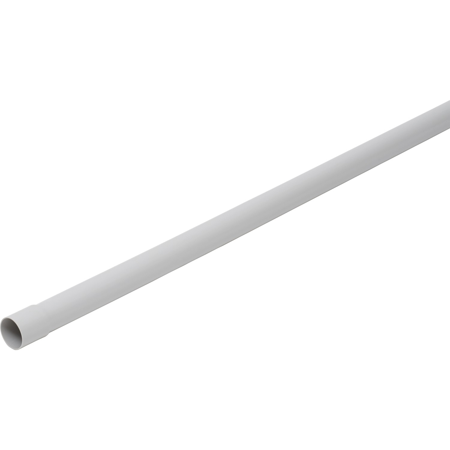 Helles, graues, starres Isolierrohr EN 40, 2 m lang, für die Aufputzmontage im Innenbereich.