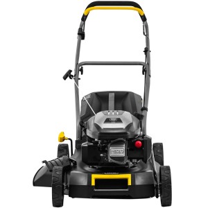Texas Benzin-Rasenmäher XT 460, schwarz-grau, 46 cm Schnittbreite. Frontansicht.