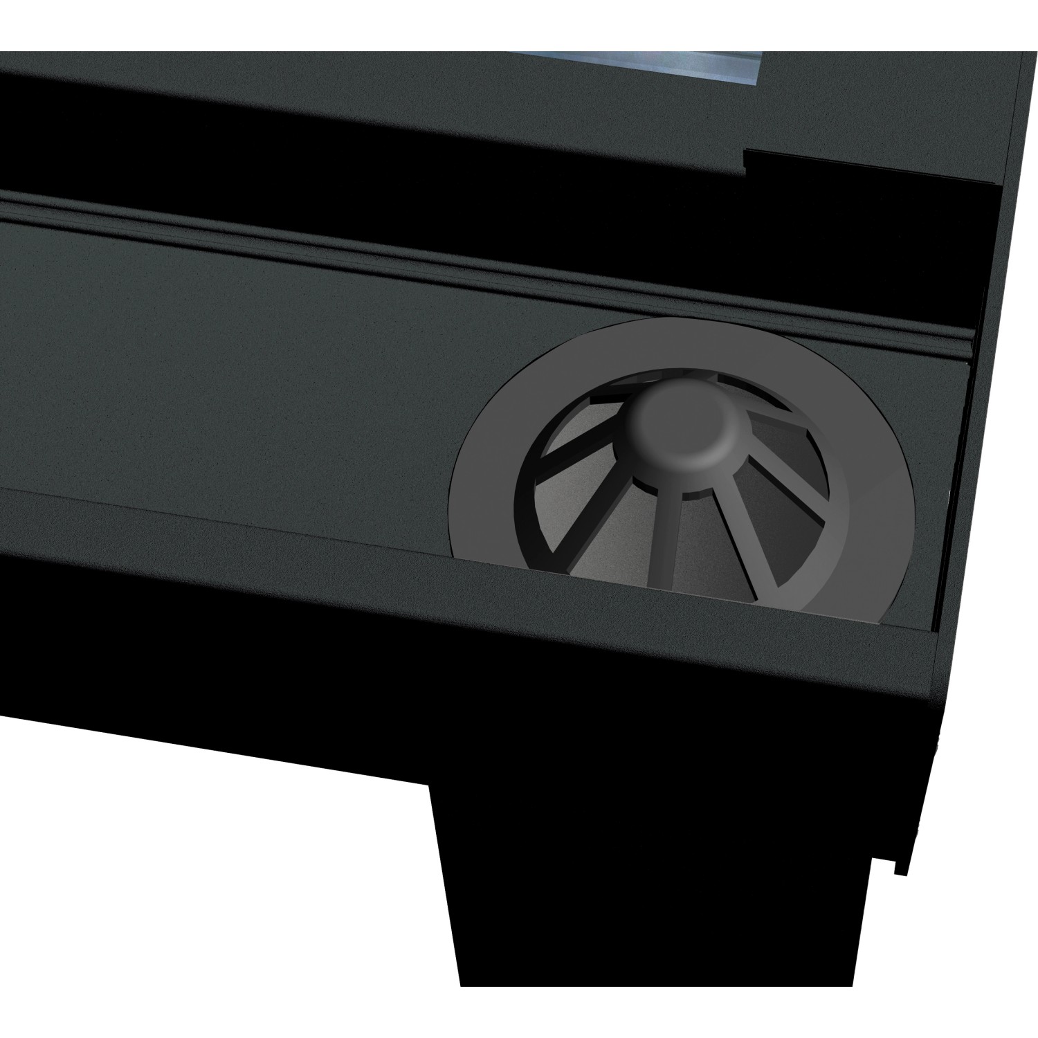 Detailaufnahme: Integrierter Regenablauf der schwarzen Terrassenüberdachung Professional.