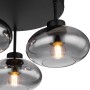 Globo Deckenleuchte Shaun, 3-flammig, schwarz matt mit Rauchglas-Schirmen.