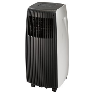 OBI Mobile Klimaanlage mit 7.000 BTU und Energieeffizienzklasse A. Mobiles Klimagerät in Weiß und Schwarz.