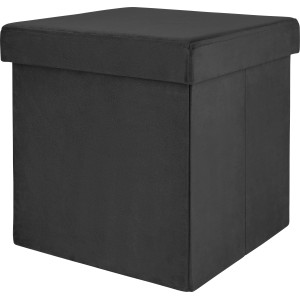 Schwarzer Falt-Hocker Midnight Mystery, 38x38x38 cm, ideal als Sitzhocker und Stauraum.