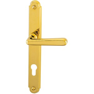 Messing polierte Langschildgarnitur Wien-LS für Zimmertüren, Buntbart