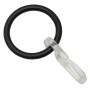 Schwarzer Gardinenring Kos (Ø 27mm) mit Faltenlegehaken, 6er-Pack für Gardinenschienen.