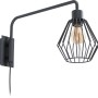 Schwarze Eglo Wandlampe Tabillano 1 mit Vintage-Design und E27-Fassung.
