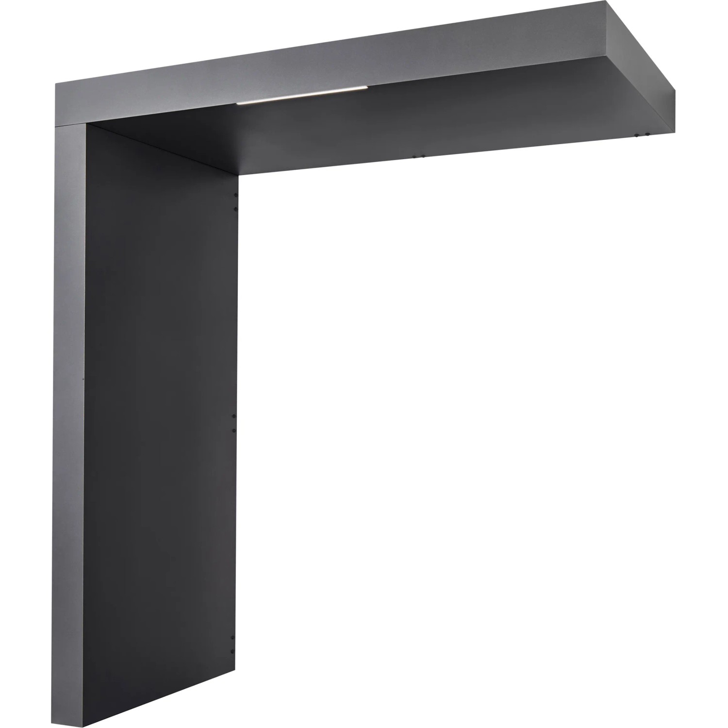 Modernes Gutta Rechteckvordach BS PLUS in Anthrazit, 200x90 cm, mit Seitenteil links und LED-Beleuchtung.