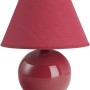 Rote Keramik Tischleuchte mit Stoffschirm, passend für Nachttisch.