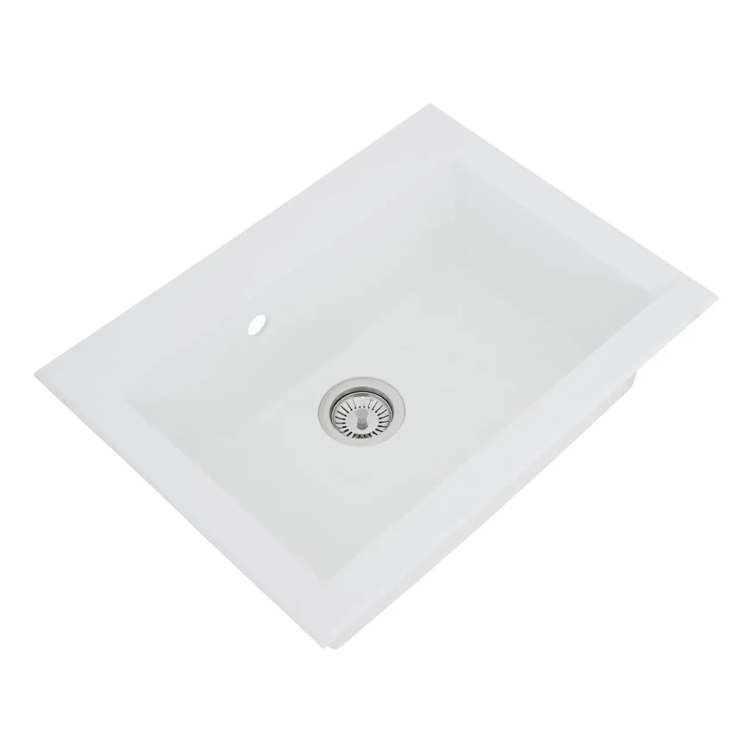 Weiße Respekta Einbauspüle Mineralite Ohio, 66x50 cm, für moderne Küchen.