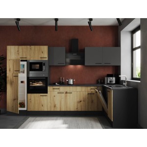 Respekta Winkelküche Oliver 340 cm Artisan Eiche / Grau Matt
