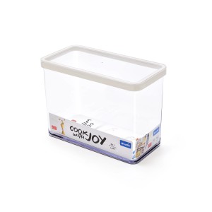 Transparente Rotho Vorratsdose Premium Loft, 2,1 l, mit weißem Deckel und Dichtungsring.