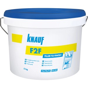 Knauf F2F Fertigfeinspachtel, 5 kg, weiß, für glatte Wände & Decken im Innenbereich.
