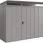 Ecostar Gerätehaus Elegant, Pultdach, Graualuminium, Einzeltür. Metall Gerätehaus für Garten.