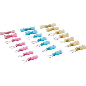 63-teiliges Schrumpfverbinder Set für Autoelektrik in verschiedenen Farben und Größen.