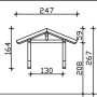 Technische Zeichnung: Skan Holz Vordach Siegen 1 Natur, Maße 247x116 cm, Konstruktionsdetails.