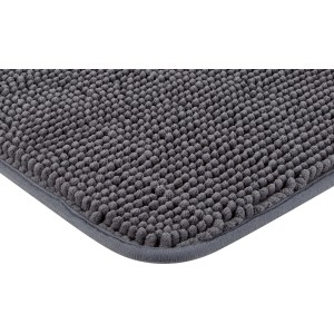 Dunkelgraue baliv Badematte (50x80 cm) aus Polyester, Detailansicht.