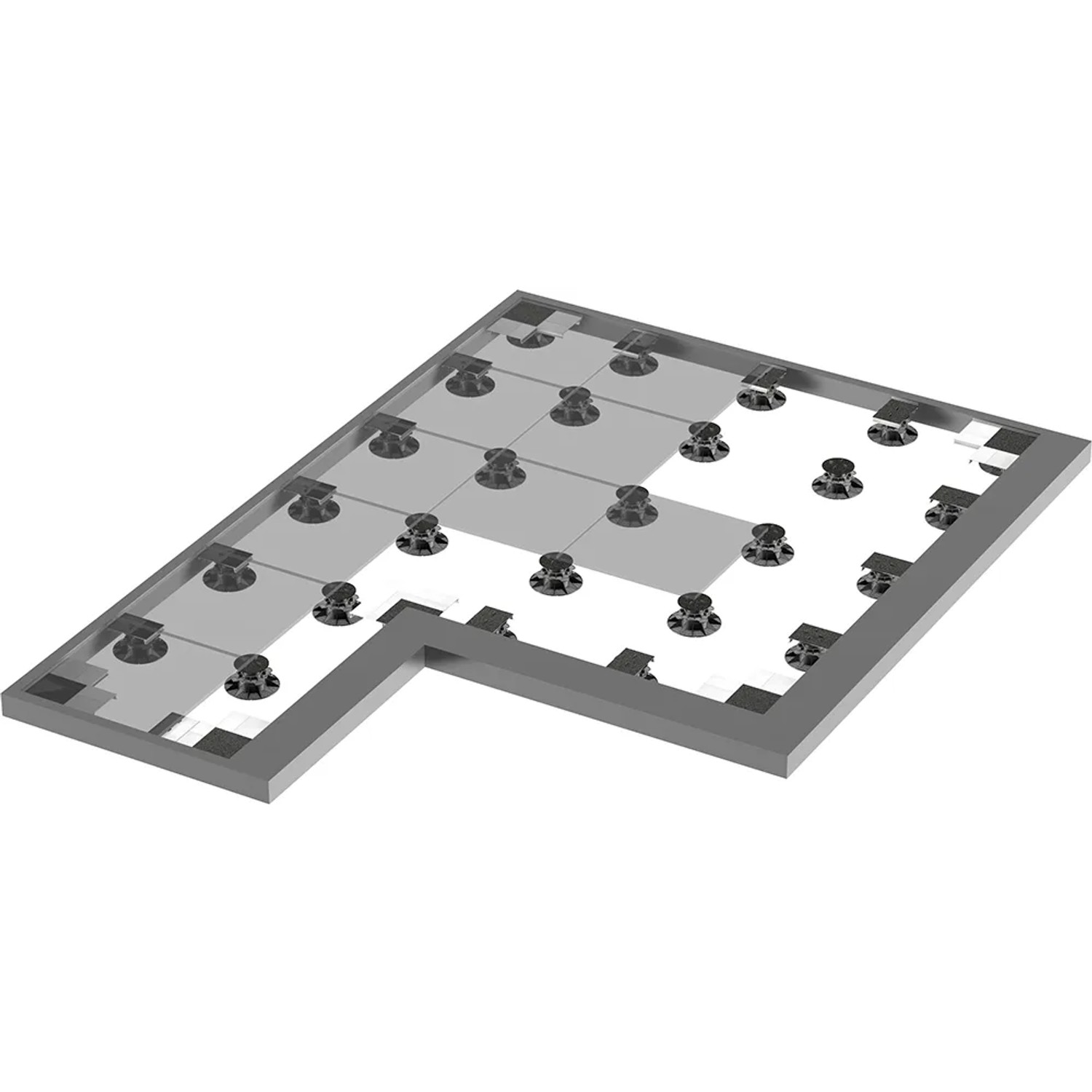 GS Terrassen Randhalter Außenecke für Plattenlager (Stellfußhöhe 27-40 mm) im Terrassenbau.