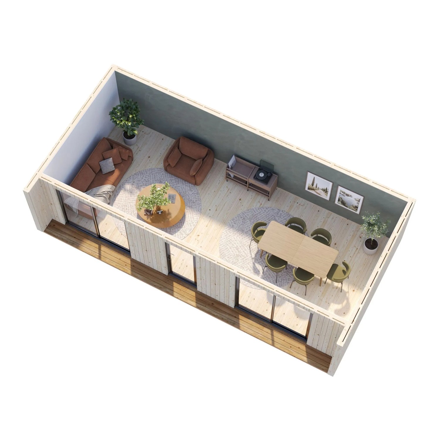 Palmako Holz-Gartenhaus Johanna Flachdach Unbehandelt 901 cm x 448 cm ...