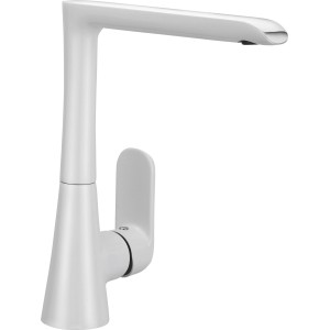 Moderne baliv Küchenarmatur KI-5070 in Chrom-Weiß. Einhebelmischer mit schlanker Form.