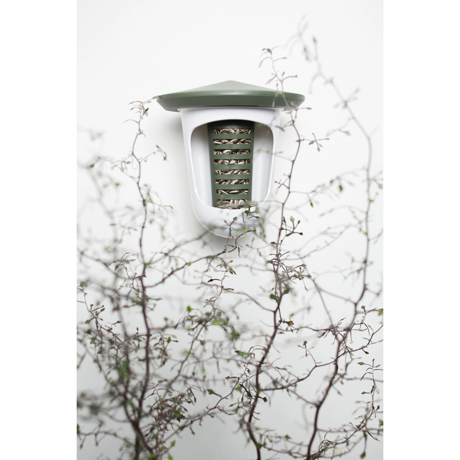 SingingFriend Vogelfutter-Spender Multi Feedr, grün-weiß, für verschiedene Futtersorten.