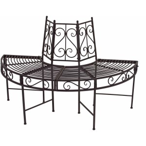 Baumbank-Hälfte aus Metall 3-Sitzer Rost 80 x 62 x 122 cm