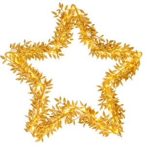 Goldener LED-Deko-Leuchtstern (50 cm) für Wandmontage, mit warmweißem Licht.