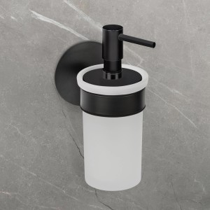 Schöner Wohnen Seifenspender Meleto, schwarz, 150ml, zur Wandmontage im Bad.