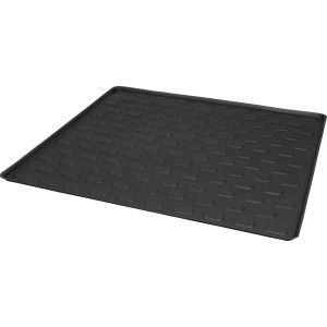 Schwarze Kofferraummatte, 100 cm, aus Kunststoff mit erhöhtem Rand zum Schutz des Kofferraums.