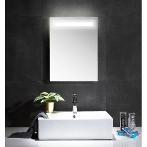 Posseik LED-Lichtspiegel 45x60 cm, Warmweiß, mit Touch-Bedienung im Badezimmer.