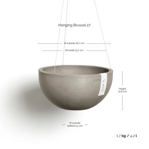 Ecopots Pflanztopf Brussels Hängend Braungrau 26,5 cm x 13 cm