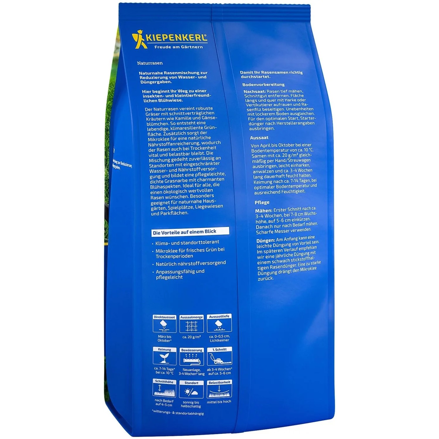 Kiepenkerl Naturrasen Rasensaat, 1 kg Packung. Klimatolerant und pflegeleicht.
