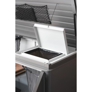Biohort Müllsackhalterung für HighBoard 160 l, grau-weiß, zur einfachen Mülltrennung im Garten.