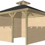 Weka Freizeitlaube Rimini Spar-Set, 304x304 cm, mit Tresen und geschlossenen Wänden. Gartenlaube aus Holz.
