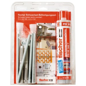 Fischer Schwerlast-Befestigungsset FIS VS 300 T SBS mit Mörtel, Gewindestangen und Zubehör.