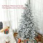 Hoher, beschneiter HOMCOM Weihnachtsbaum mit grünen Zweigen, Tannenzapfen und Geschenken, festliche Weihnachtsdekoration.