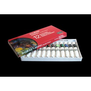 Lukas Cryl Terzia Acrylfarben Set mit 12 Tuben à 12ml im Kartonetui.