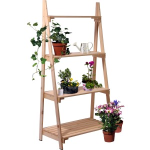 Holz Standregal 'Blumen' mit 4 Böden, 146 cm hoch, für Gartendekoration und Pflanzen.