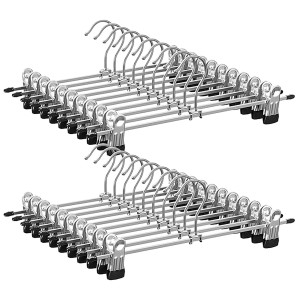 Songmics Hosenbügel-Set, 20-teilig, silber-schwarz, mit drehbaren Haken und verstellbaren Clips.